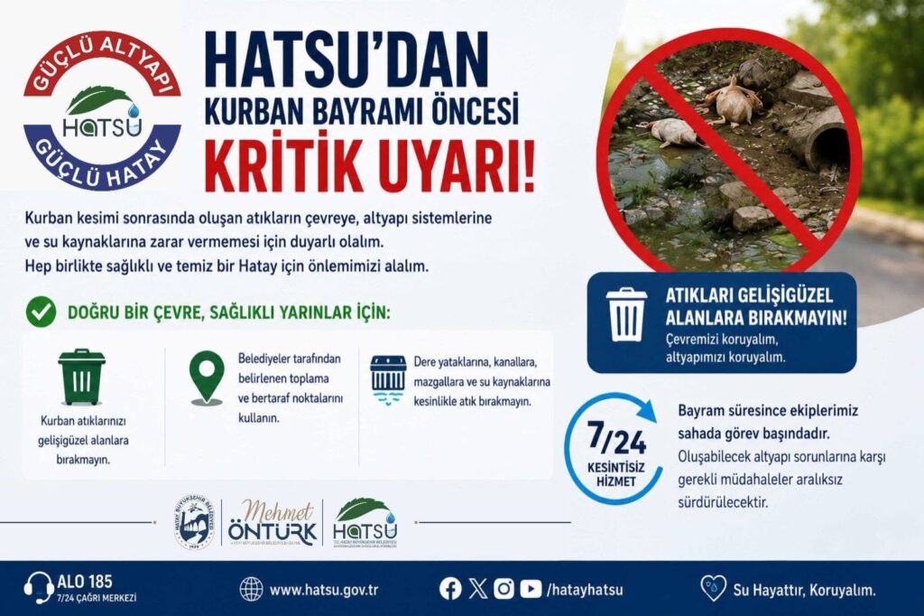 HATSU’dan Bayram Öncesi Kritik Uyarı: “Kurban Atıklarını Altyapıya Bırakmayın!”