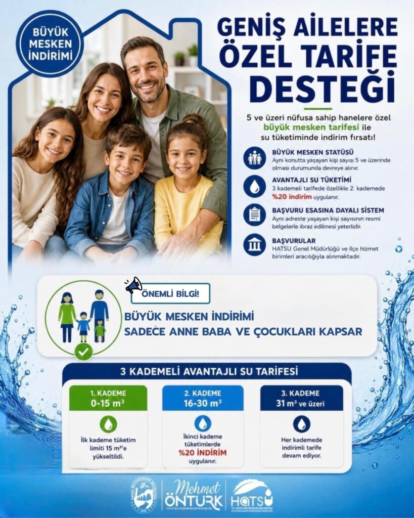 Geniş Ailelere Müjde! HATSU’dan Su Faturalarını Hafifletecek Yeni Tarife Dönemi