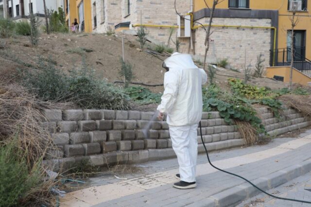Hatay Büyükşehir Belediyesi ekiplerinin haşere kontrol çalışması